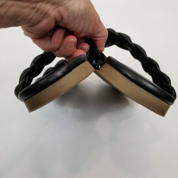 JF J.Ferrar Women's Ari Black Braided Double Two Strap Sandals Slides Size 11 - Picture 5 of 7